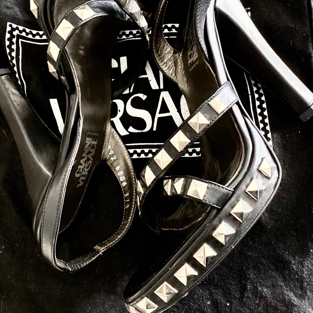 Leather Studded Versace Couture High Heels | Kiana